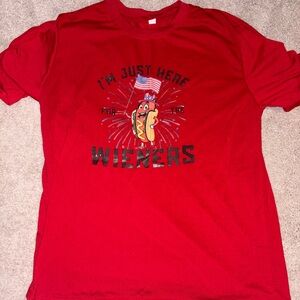 Red Graphic Tee - "I'm Just Here for the Wieners"